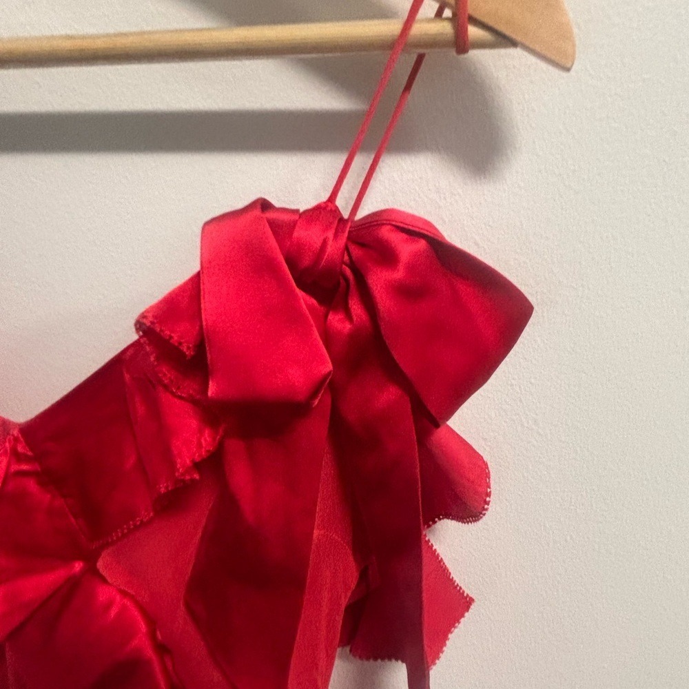 LoveShackFancy Rialto Red Silk Bow Gown Maxi‎ Prom Dress Size 8/M - Picture 5 of 8